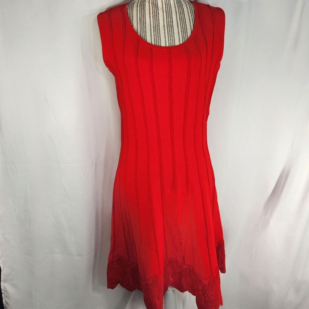 D. Exterior NWT Made in Italy Red Vertical Exposed Seams Sleeveless Dress Large